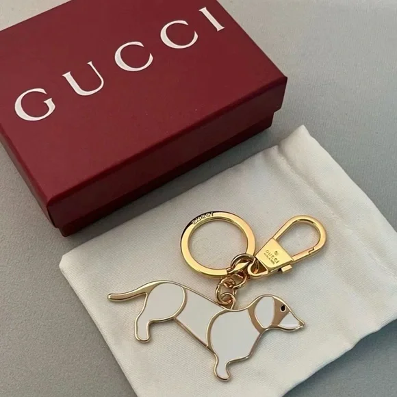 Gucci White and Gold Dog Bag Charm NO BOX - Picture 2 of 6